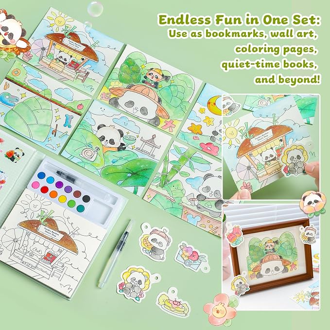 Paint with Water Coloring Books for Kids Ages 3-5, 4-8 – Cute Coloring Book for Teens,Arts and Crafts for Kids Ages 3 4 5 6 7 8+, Birthday Gift Toys for Girls Boys,Travel Toys-Panda