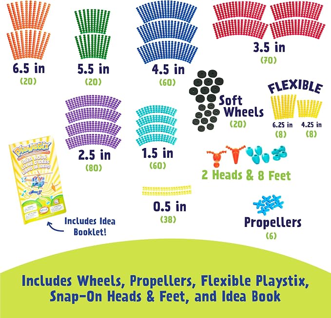 POPULAR PLAYTHINGS Playstix, Super Set 400 Piece, Building Sticks Kit | for Kids Ages 4 and Up, Construction Stem Building Toy Gift, for Boys & Girls, for Kids