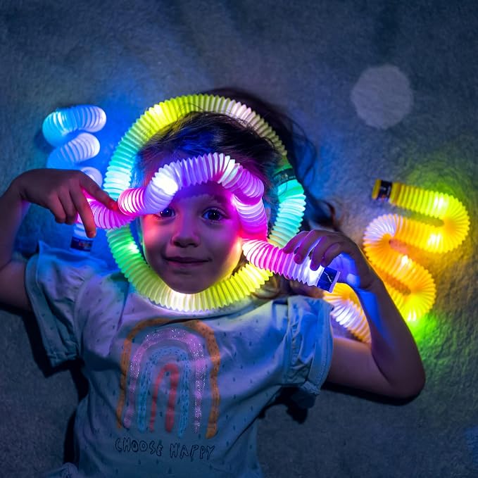 nutty toys Light Up Sensory Toys - Large Pop Tubes - Glow Sticks - Creative STEM Learning for Kids & Toddlers - Top ADHD Autism Fidget 2026, Best Boy & Girl Christmas Stocking Stuffers Gifts Idea