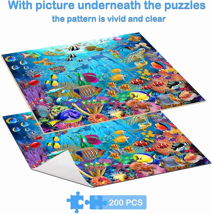 Puzzles for Kids Ages 6-8 8-10 Year Old - 200 Pieces Ocean Underwater World | Educational Learning Toys Puzzles for Kids Ages 10-12, Gift for Boys and Girls, Home Decor
