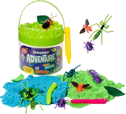 Creativity for Kids Sensory Adventure Neon Bugs Kit | Dig, Squish & Explore with Sensory Sand & Bug Toys | Scoop, Pinch & Play | Screen-Free Activity for Kids & Summer Activities (Ages 4+)