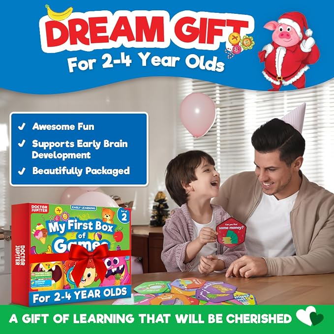 Doctor Jupiter My First Box of Games for Kids Ages 2-3-4 Year Old | Birthday Gift for Boys & Girls Ages 2,3,4, My First Box of Games, Montessori Educational Toy, Learning Activity Set