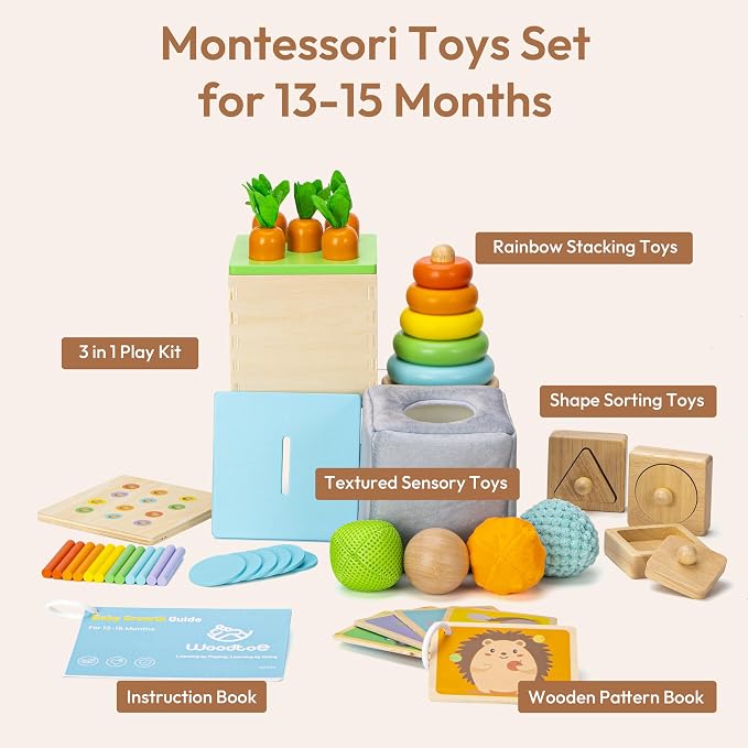 Montessori Toys for 1+ Year Old, Wooden Baby Learning Toys, Object Permanence Box, Color Sorting Sensory Toy, Fine Motor Skills Game, Educational Birthday Toys for Boy Girl 1 2 3 Year Old
