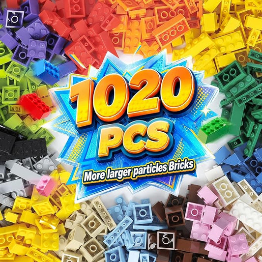 1020 PCS Building Bricks Compatible with Lego Classic - 1020 Pieces Basic Bulk Building Blocks in Random Color - Mixed Shape (1020 pcs)