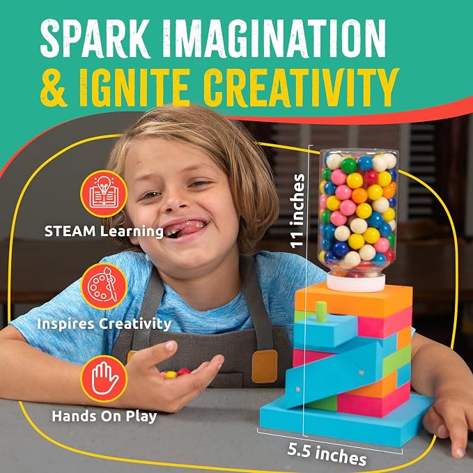 SparkJump Candy Dispenser Woodworking Kit – Complete STEM Building Kit for Kids with FSC-Certified Wood, Paints & Tools, DIY Gumball Machine Craft for Boys & Girls, Ages 6+ | FSC-Certified Wood, Paints & Tools, DIY Gumball Machine Craft for Boys & Girl...