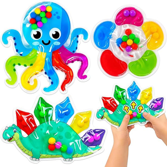 3PCS Color Sorting Sensory Squeeze Fidget Toys for Kids,Montessori Preschool Learning Fine Motor Skils Matching Travel Roadtrip Toy Birthday for Boys Girls Ages 3+
