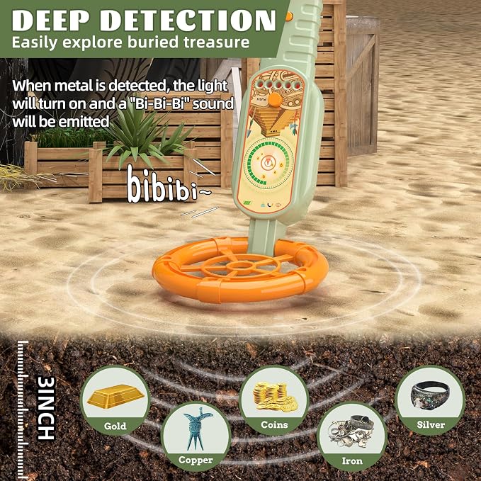 Children's Metal Detector kit-Outdoor Explorer Kit (Ages 3+) ﻿ | with Metal Detector, Magnifying Glass, Shovel, Whistle & Compass, Educational Nature Gift for Curious Kids