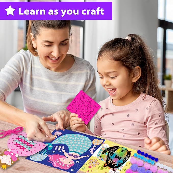 KRAFUN Craft Workshop Kit Ages 3-5 |10 Envelopes, Unicorn & Mermaid | 10 envelope projects: Unicorn, Mermaid, Princess & Llama crafts. Creative educational activities for toddler girls