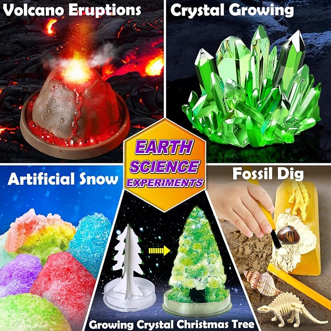 UNGLINGA 150 Experiments Science Kits for Kids Chemistry Lab S.T.E.MToys | Volcano, Crystal, Magic, Dig, Reation, Physics, Scientist Tools Set, Educational Project for Boys Girls Birthday Gifts Ideas