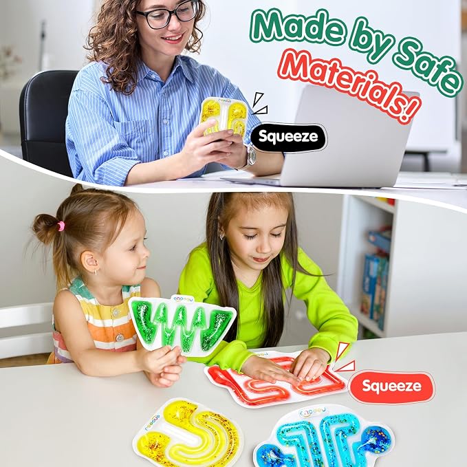 Squishy Sensory Fidget Toys for Kids - Sensory Toys for Kids with Autism, Quiet Fidgets for Classroom Students Autistic, Relief for Calm Down, Squeeze Sensory Maze Easter Basket for Boys Girls