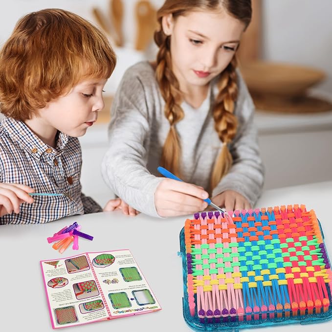 IQKidz Weaving Loom Kit Toys, DIY Arts and Crafts for Kids and Adults, Ideal Gifts for Girls Ages 5 6 7 8-12 13, Easy Potholder Loom Knitting Activity for Beginners, 224 Craft Loops (Pack of 2)