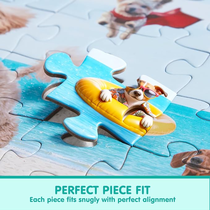 JOYIN 300 pcs Vacation Pups Dog Puzzles, Jigsaw Puzzle for Kids and Adults(27.6" x 19.7"), Vacation Puppy Theme Puzzles for Toddlers, Easter Collection Gift Home Art Decor
