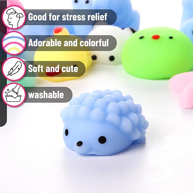 Mr. Pen- Pastel Animal Squishy Toys, 12 Pack | Washable Twistable Stretchy Squishies, Soft Stress Relief Sensory Toys for Squeezing, Cute Gifts