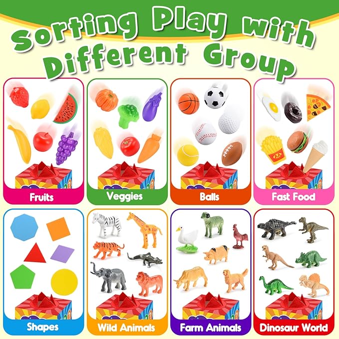Montessori Sensory Toys for 3-8 Year Olds | 58-Piece Learning & Sorting Games with Mystery Box | Preschool Activities & Speech Therapy Gifts | Easter Basket Stuffers, Birthday Gifts for Boys & Girls