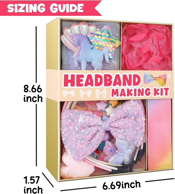 yasest Headband Making Kit for Girls - 89pcs DIY Hair Accessories Arts & Crafts Set - 5 6 7 8 Year Old Girl Birthday Gift