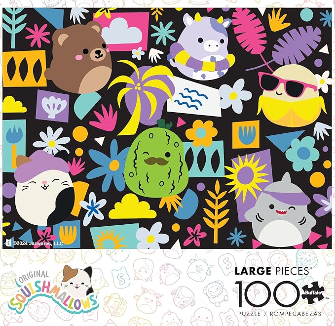Buffalo Games - Squishmallow Color Pop - 100 Piece Puzzle for Kids Ages 6-8 | Finished Size 11 x 15 in, Recycled Board, Giftable, Frameable Art