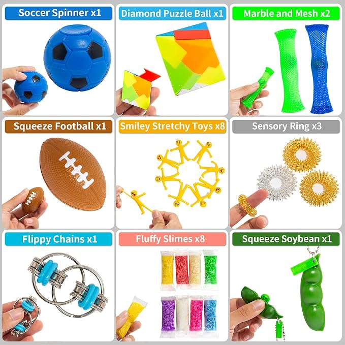 76 Pack Sensory Fidget Toys Set, Stress Relief and Anti-Anxiety Bundle Sensory Toys for Kids Adults, Cool Fidget Packs with Mochi Squishy, Magic Rainbow Ball, Motion Timer, Flippy Chain,Stress Ball... | Anti-Anxiety Bundle Toys,Cool Fidget Packs with M...