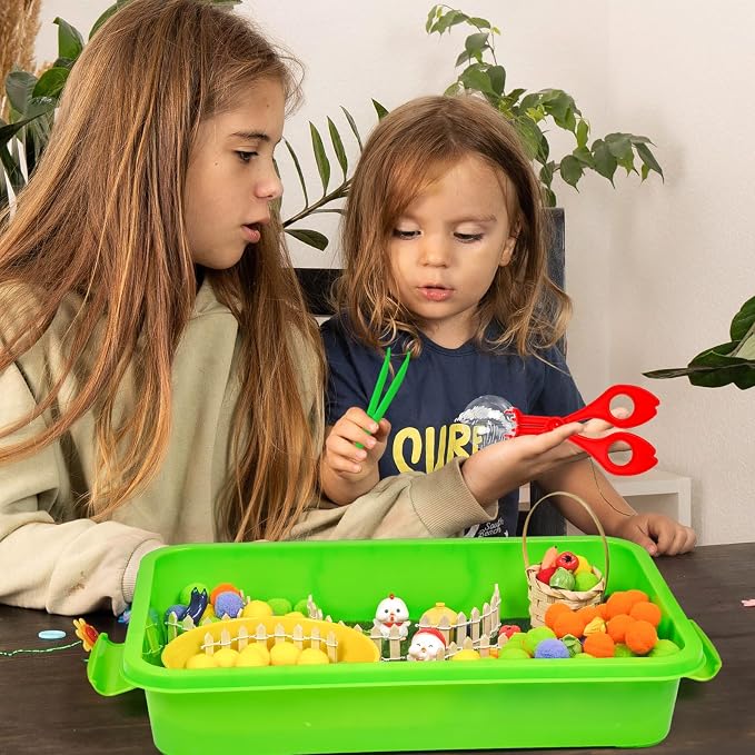 Cinrobiye 152 Pcs Vegetable Learning Activity Set, Farm Vegetable Sorting Game with Garden Vegetables and Farm Accessories for Fine Motor Activities, Preschool Classroom Learning & STEM Education