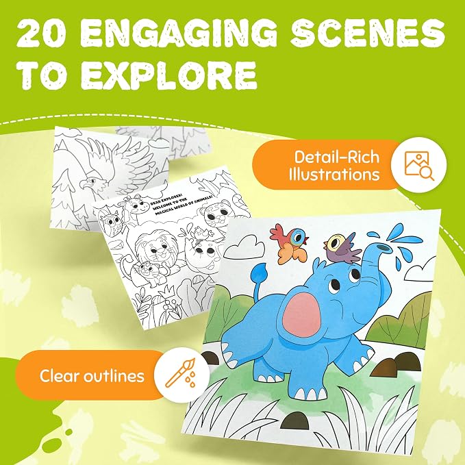 JoyCat Find & Color Paint with Water Coloring Books for Toddlers | Seek and Find Learning Activity, Animal No Mess Arts & Crafts Kids Toys Ages 3-5 & 4-8, Birthday Gifts for Boys & Girls