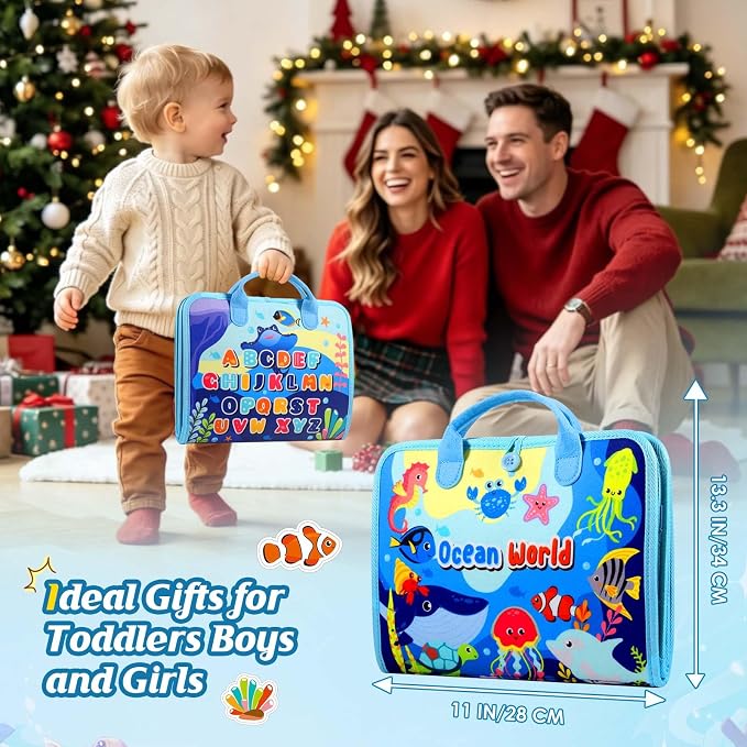 Busy Board Montessori Toys for 2 Year Old Boy Birthday Gift Busy Book | Educational Learning Sensory Quiet Busy Book for Toddlers, Activity Books for Toddlers, Ages 2-4 Travel Toys for Airplane Car