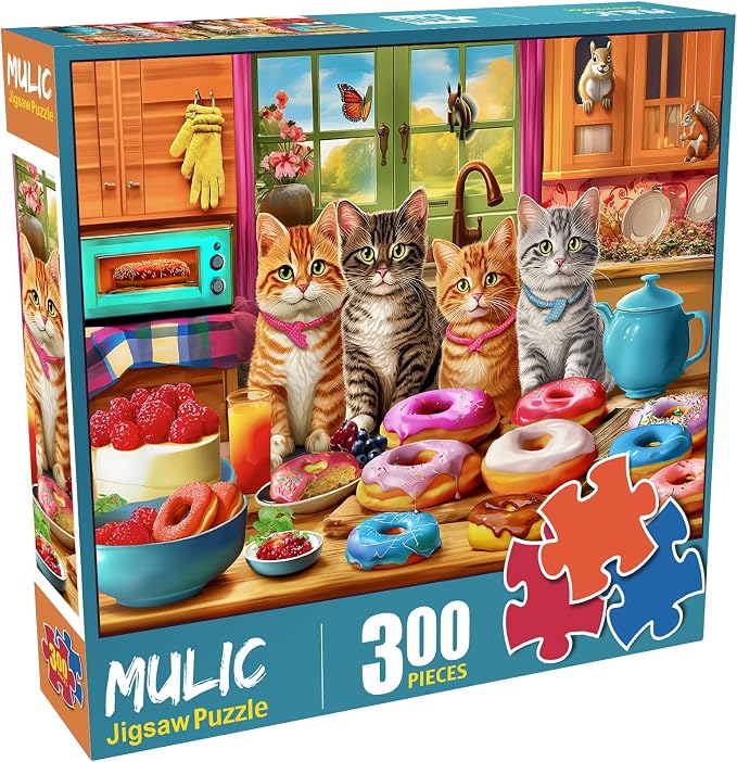 300 Piece Puzzles for Adults Kids Ages 6-8 8-12 - Kittens and Donuts | Gift for Kids