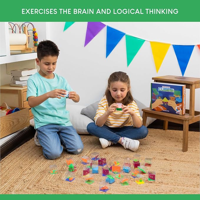 BONNYCO Brain Teaser Puzzles Cubes Kids Party Favors Pack 30. Pinata Goodie Bags Stuffers for Kids 3-5 4-8, Return Gifts for Birthday Party. Mini Puzzle Games, Classroom Prizes, Rewards Stocking | Mini Wit Games to Gift. Details Children's Birthday, Pi...