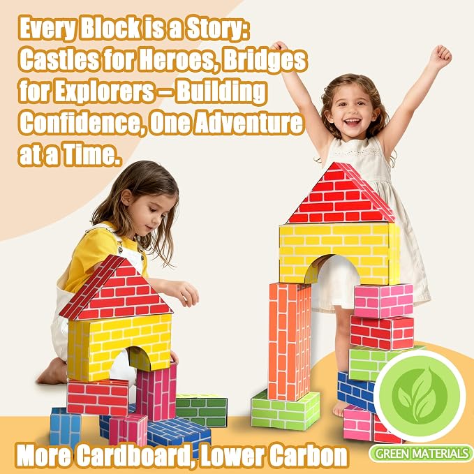 Cardboard Building Blocks for Kids 36pcs: Jumbo Gifts Heavy Duty Develop Creative Thinking Spatial Reasoning Easy to Assemble