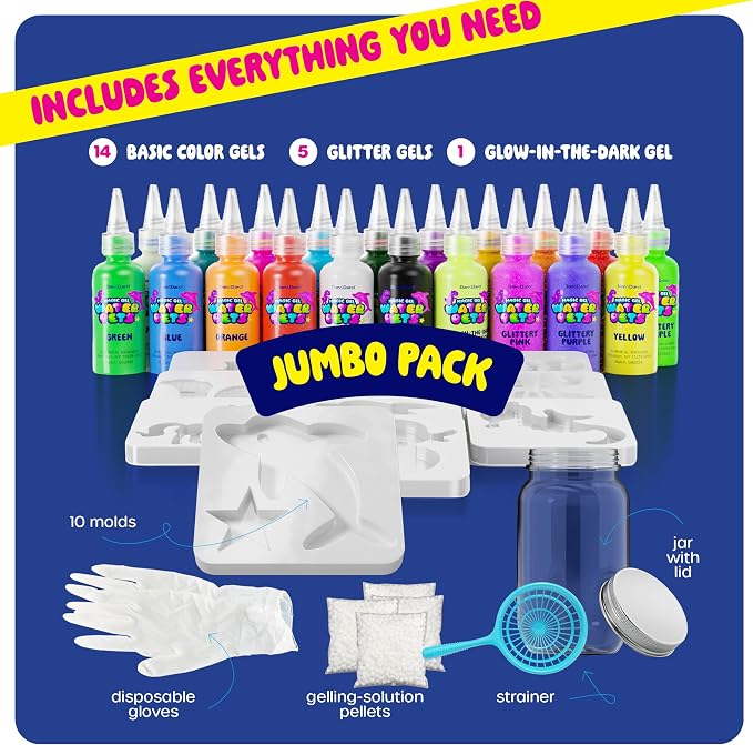 Magic Gel Water Pets Kit for Kids - Squishy Maker Set - (Jumbo Pack) | Craft for Kids - Gifts for Boys & Girls - Make Your Own Squishies Toys Crafts - Aqua Fairy Magic Elf Toy Kit - Birthday Gifts