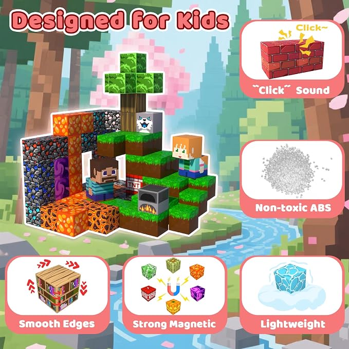 Magnetic Blocks, 300PCS Toys Building Cube Birthday Gifts for Kids | Magnetic Cubes, 0.8 inches Building Blocks, STEM Construction Toys Christmas Birthday Gifts for Kids Boys Girls