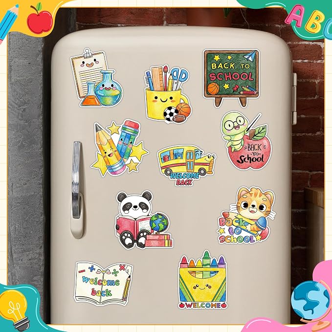 Back to School Coloring Art Craft Kits - 30Pcs Color Your Own Welcome Back Magnets for Kids DIY First Day of School Coloring Magnet for Classroom Activity Fridge Refrigerator Decors