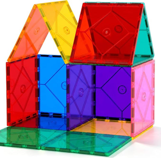 Mruikeny 14-Piece Large Magnetic Tiles, Building Toys for Kids Ages 3+ | 14 Large Magnetic Tiles for Preschool Building Play, Recommended for Ages 3 and Up