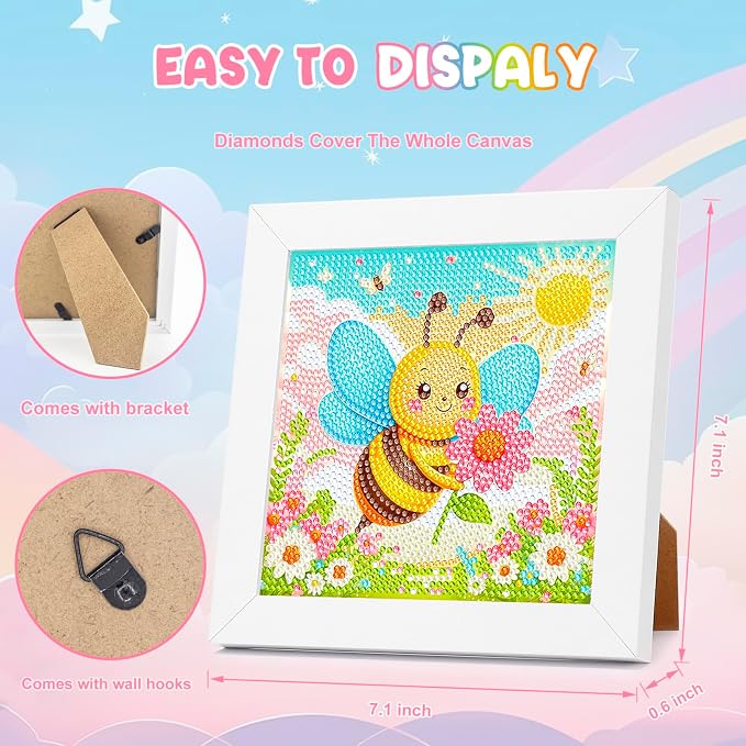 Diamond Art Kits with Wooden Frame - Arts and Crafts - Dimond Art Painting by Numbers - GEM Art for Beginners Adult Home Wall Decor