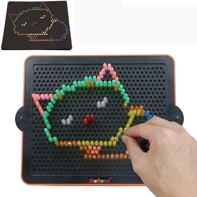 RioRand Refill Pegs and Templates Pack for Magic Light Up Board | Replacement Accessories with Colors,Creative Play Light Toys for Kids 4 Years and Up