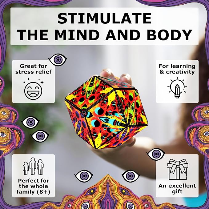 Shashibo DODECA Magnetic Puzzle Cube, Stress Relief Fidget Toy | 100+ Possible Shapes, Sensory Fidget Toy For Adults & Kids, Fun Shape Shifting Puzzle Box For All Ages