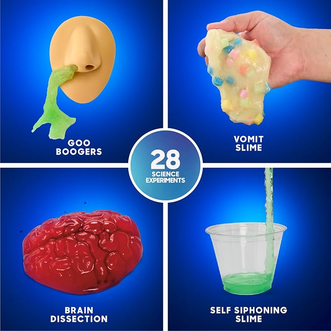 Discovery Creepy Science Lab - 28 Experiments Science Kit| Slime, Boogers, Brain Dissection| STEM Learning Toy| Glow in the Dark Chemistry Set| Kids Educational Activity| Gift for Boys Girls| Ages 8+