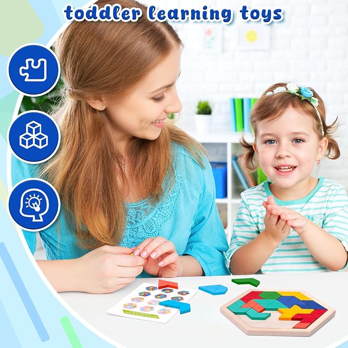 3 Otters Wooden Puzzle, with Guide Book | Educational Brain Teaser Game, Montessori Learning, Fine Motor Skills, Hand-eye Coordination