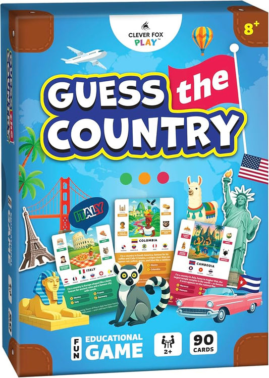 Guess the Country Card Game, World Geography for Kids 8-12, Teens & Adults | Educational game, geography trivia challenge quiz, classroom, high school, country & world flags flash cards, learning gift