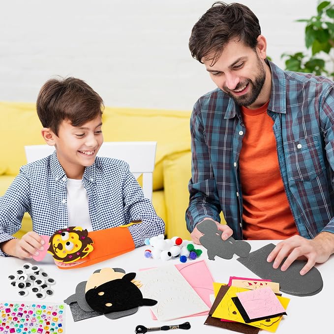 WATINC Hand Puppet Making Kit, Felt Sock Puppet Toys for Kids (Wild A) | 6 Styles, Make Your Own Storytelling & Role Play Crafts, Creative Group Activity, Party Favors & Gifts for Kids Ages 4-8