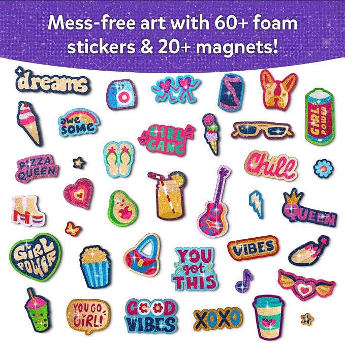 Skillmatics Foil Fun Girl Power, Foil Art & Craft Activity, Gift for Tweens | Mess-Free Activity, 20+ Magnets & 60+ Stickers, Travel, Screen-Free Fun, Party Favor for Kids, Teens (Ages 7–13)