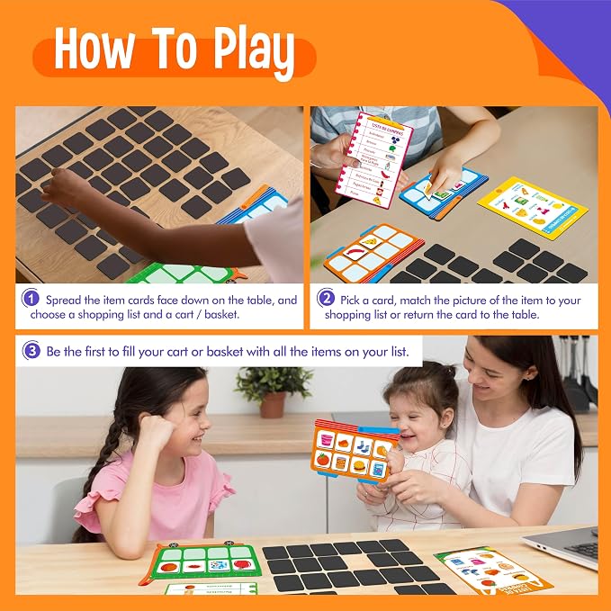 SpriteGru Magnetic Shopping List Game, Funny Spanish Groceries Matching Memory Game, Race to Collect Your Items Educational Toy for Boys & Girls at Home