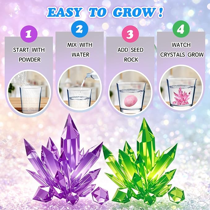 16 Pack Crystal Growing Kit Science Party Favors for Kids STEM Science Experiment Bulk Classroom Prizes Goodie Bag Stuffers Birthday Return Gifts for 4-6 8-12 Boys and Girls (16Pcs, One Size)