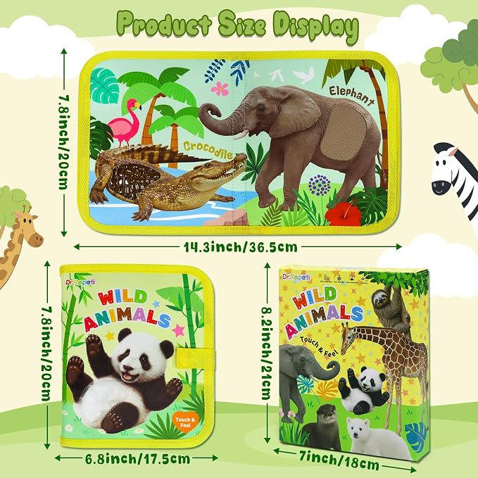 Dr.Rapeti Touch and Feel Book, Tactile Book, Busy Book, Texture Toy | Non-toxic, Soft Baby Book, Cloth Book, Tactile Book, Interactive Fabric Touch Book, Quiet Book for Home/Preschool/Travel