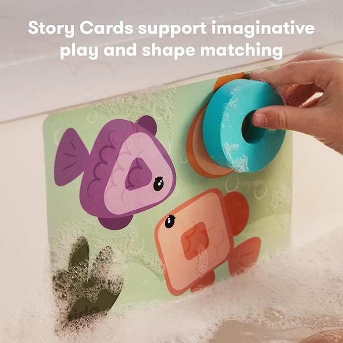 Frida Baby Sort + Solve Bath Puzzle Bath Toy, Matching + Sorting Bath Toys for Toddlers, Play with Purpose, Develop Fine Motor Skills, Sequencing, Problem Solving, Count, Learn Shapes & Colors