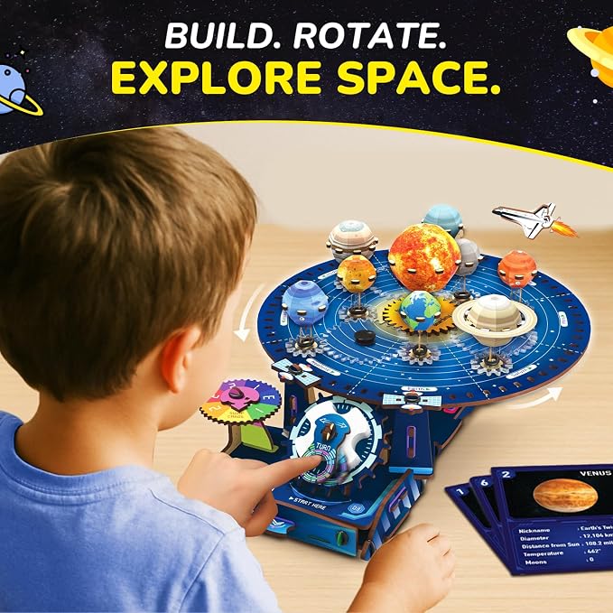 Smartivity DIY Solar System Kit - Gear-Driven Planet Model for Kids 8-14 | Build, Rotate & Explore the Planets | Learn Solar System & Science Facts | Birthday Gift for Boys & Girls 8-14 Years