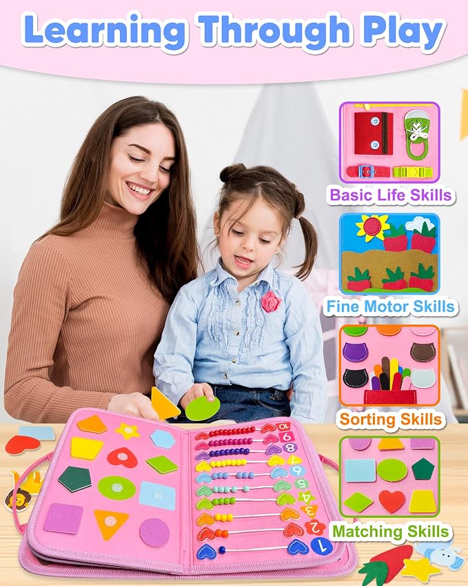 Busy Board Montessori Toys for Toddler Girl Birthday Gift Busy Book | Airplane Car Travel Toy, Learning Educational Toys, Activity Book, Toddler Activities, Sensory Toys, Fine Motor Skills