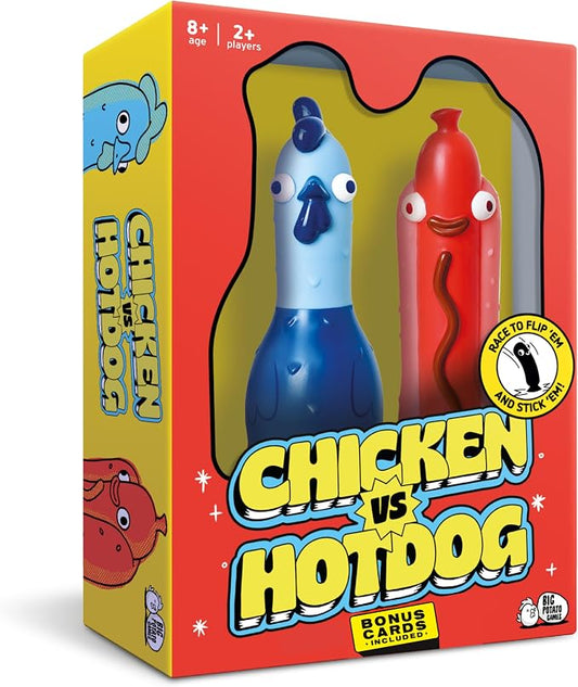 Big Potato Chicken vs Hotdog Action Party Game for Kids and Adults | Flip Your Sling'em, Silly Board Game, Head-to-Head Flipping Duel, Fast & Funny, 2+ Players, Ages 8+, Yard and Outdoor Game