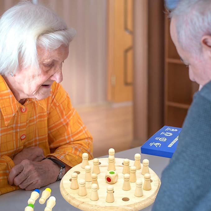 Easy Memory Games for Dementia Senior, Activities Dementia Patient | Wooden Color Matching Alzheimers Products for Elderly, Fidget Toy Sensory Busy Board Gadgets Peg Gift Cognitive Puzzle Craft