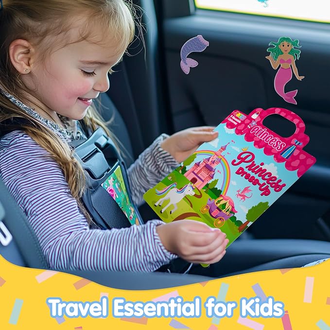 JOYIN Princess Dress-Up Reusable Sticker Book for Toddlers, 3D Sticker Book for Kids 3 4 5, Travel Essentials, Airplane Activity Toys, Crafts Gifts, Birthday Gifts