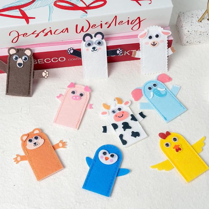COcnny Animal Finger Puppets Crafts - 20pcs DIY Farm Felt Hand Puppet Making Kit for Kids, Make Your Own Art Fingers Story Telling Toy, Animals Role Play for Boys Girls Toddles School Birthday