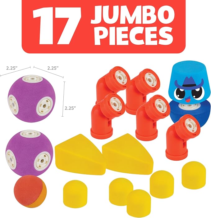 Blockaroo Magnetic Foam Building Blocks 17-Piece Critter Set for Toddlers | Soft Magnetic Foam Blocks, 360-Degree Rotation, Floating Bath Toy, Sensory Play, Dishwasher Safe, STEM Building, Ages 3-5